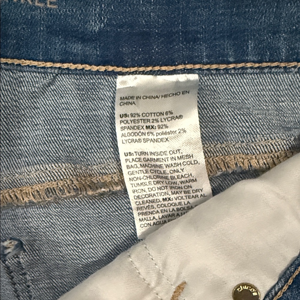 Chico's So Slimming Girlfriend Slim Leg Ankle Jeans with Gold Sequin 1X - Picture 9 of 14